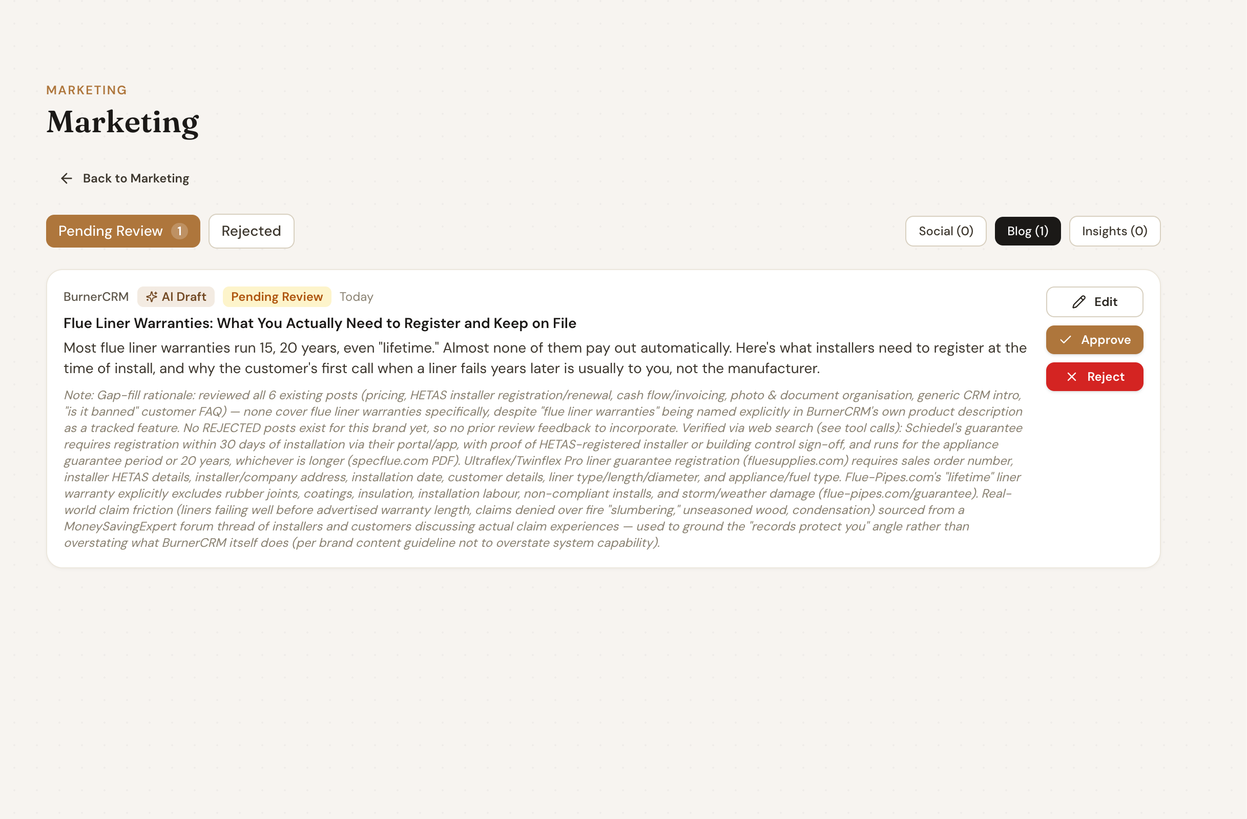 Content Automation platform screenshot
